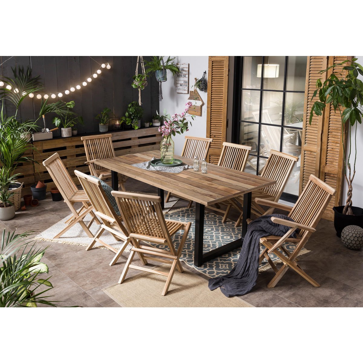 Esstisch 180 x 100 x 77 cm | Tischplatte 43 mm | Mango natur | U-Metallgestell antikschwarz