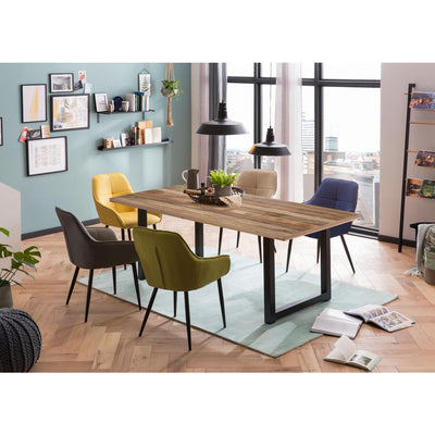 Esstisch 160 x 90 x 77 cm | Tischplatte 43 mm | Mango natur | U-Metallgestell antikschwarz