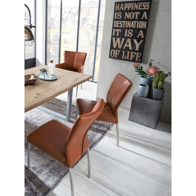 Tisch 200x100 cm, Wildeiche, silbernes Gestell