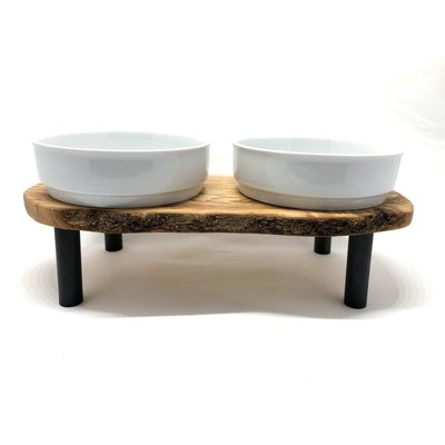 Futterstation RUSTY PLUS (2 x 0,9 Liter Porzellanschale) "aufgebockt" für Futter & Wasser