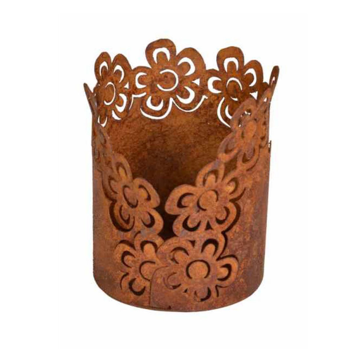 Windlicht mit Blume | Tischdekoration in Rostoptik