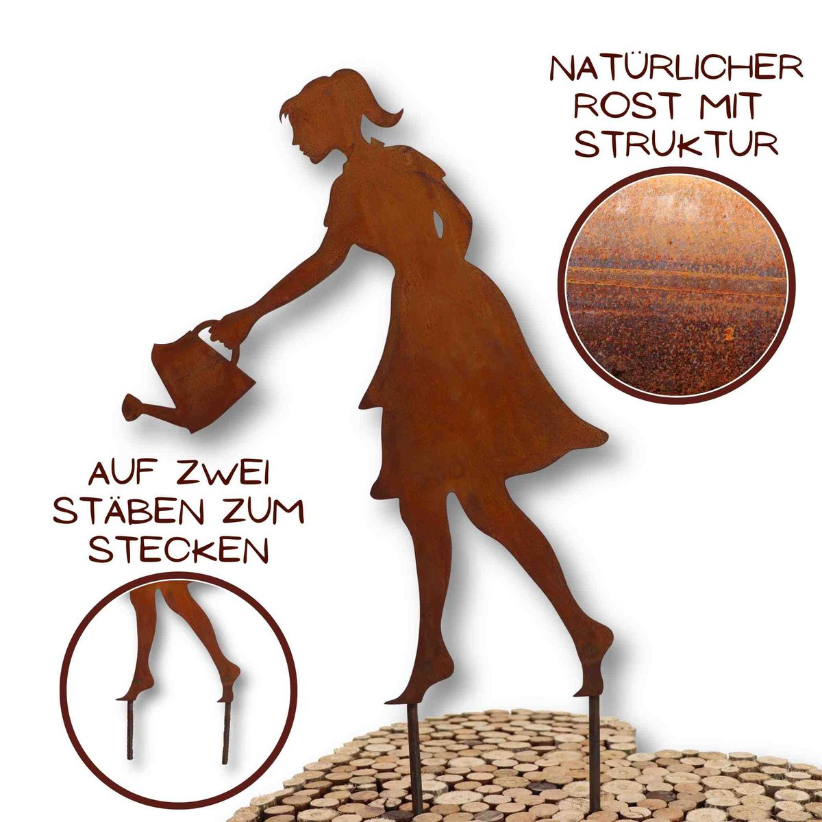 Deko Gärtnerin "Gisela" aus Metall | Wohn- und Gartendeko Figur