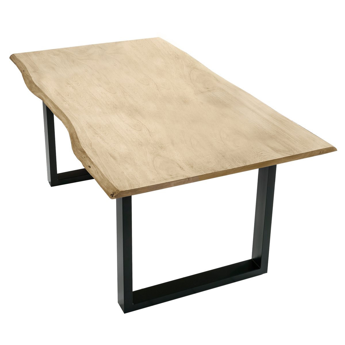 Tisch 160 x 85 cm, Platte hell gekälkt, Gestell schwarz