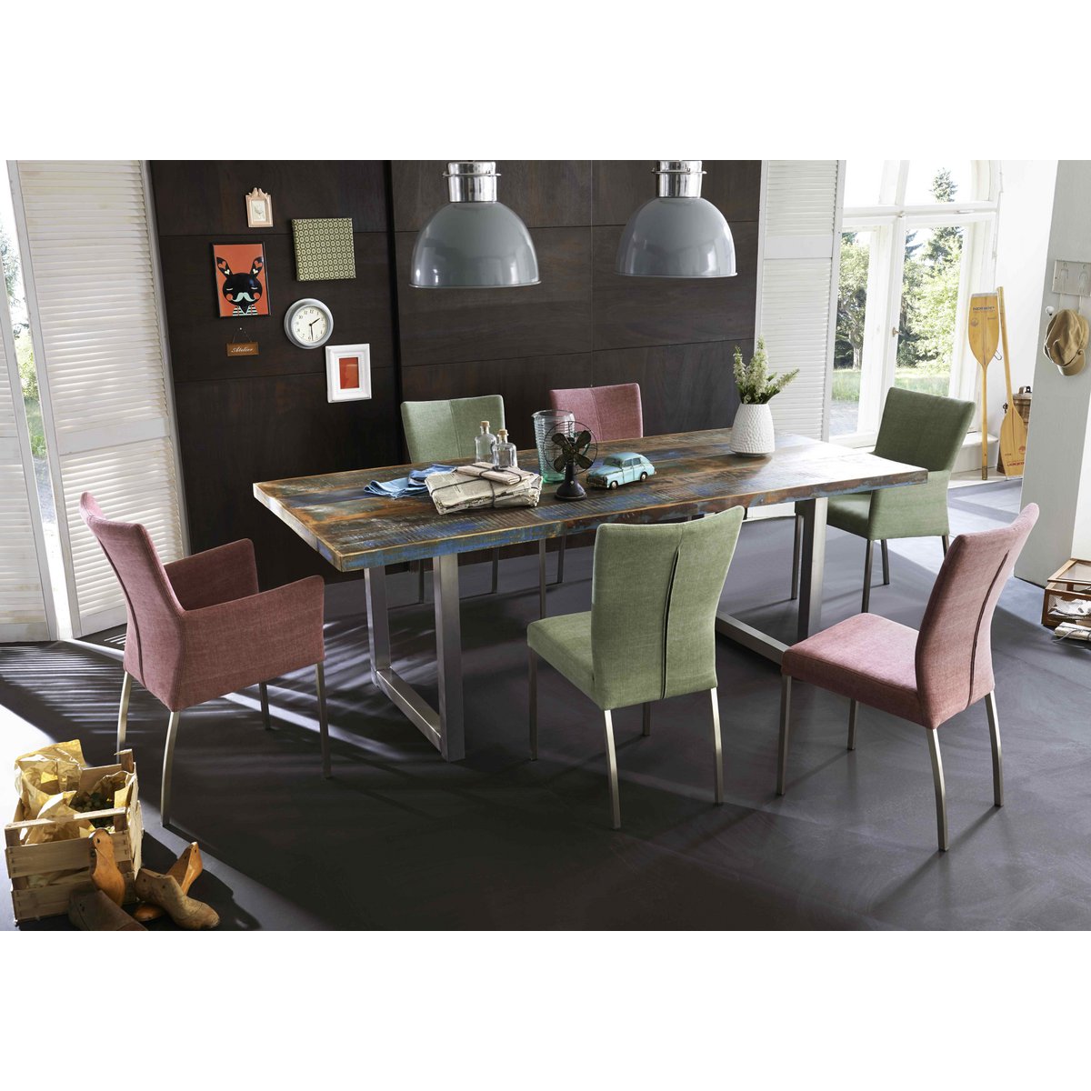 Tisch 240x100 cm, buntes Altholz