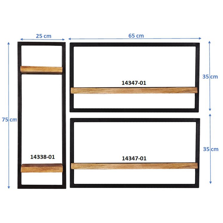 Wandregal-Set, 3-teilig