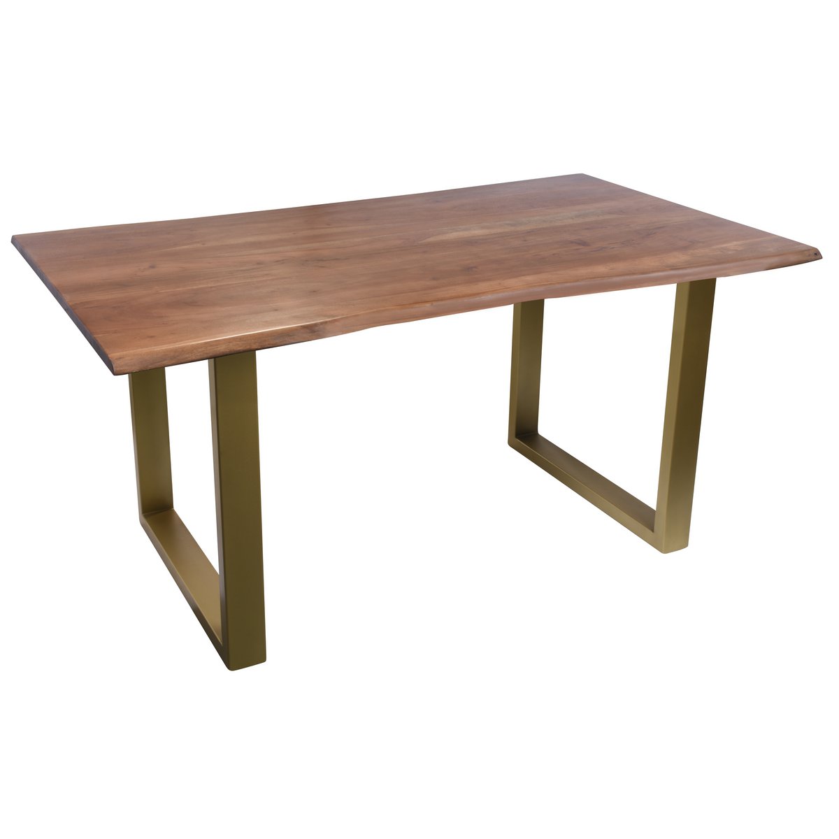 Tisch 160 x 85 cm, Platte nussbaumfarbig, Gestell messingfarbig
