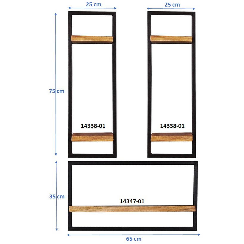 Wandregal-Set, 3-teilig