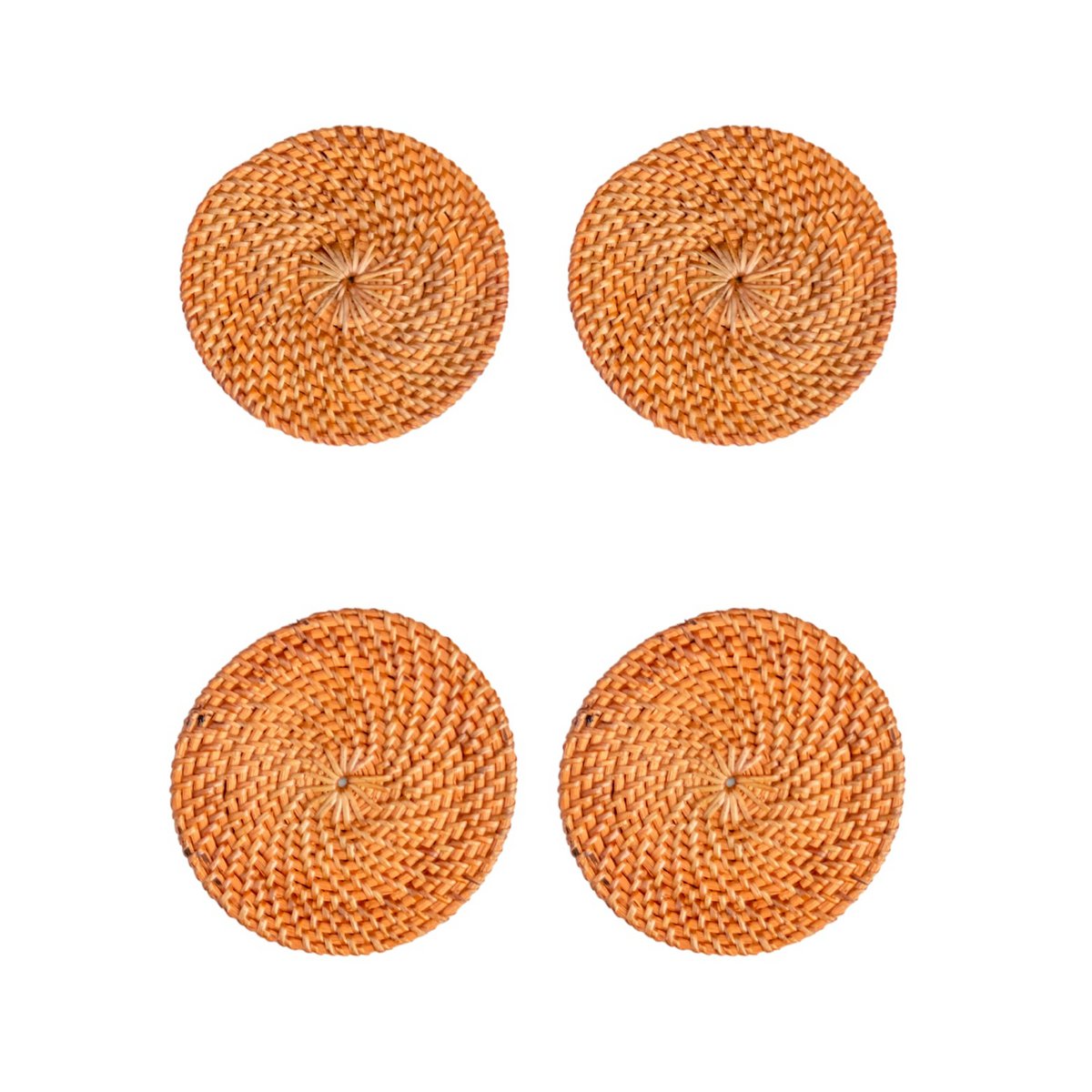 Runde Rattan-Untersetzer, 4er- oder 8er-Set, handgefertigt von TIBU