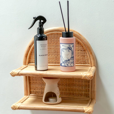 Rattan-Wandregal 30x30 cm | Hängendes kleines Regal TIASA beige