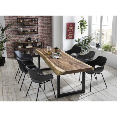 Tisch 250x90 cm, Platte Suarholz 80 mm, Gestell schwarz