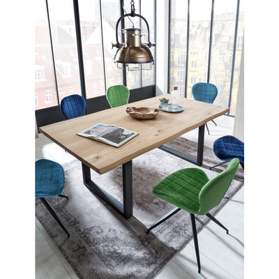 Tisch 200x100 cm, Wildeiche, schwarzes Gestell