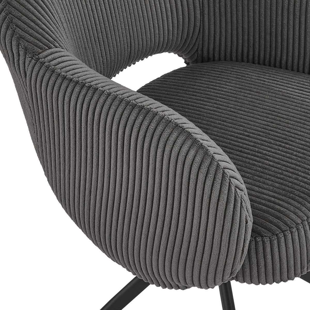 Armlehnstuhl Cord-Optik Dunkelgrau