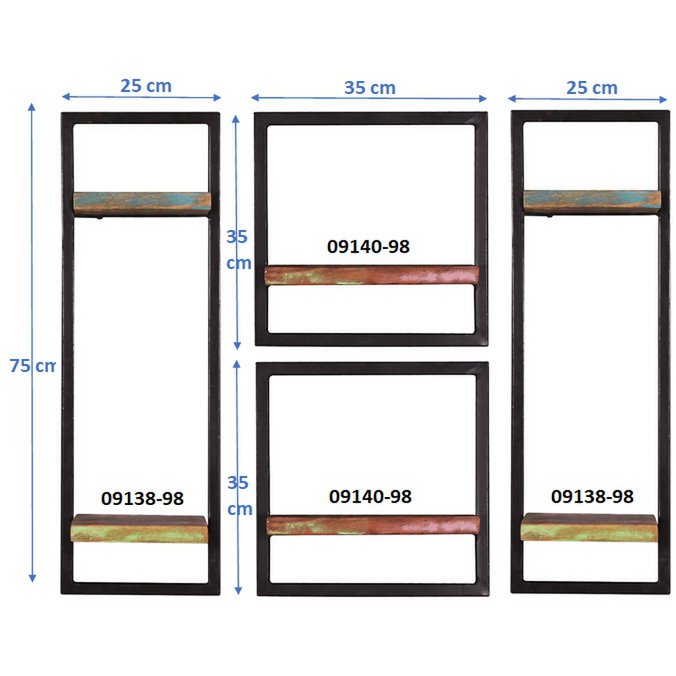 Wandregal-Set, 4-teilig