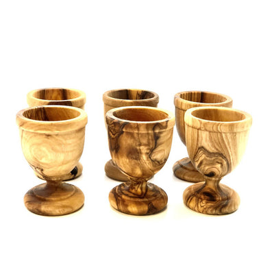 6er Set Eierbecher klassik aus Olivenholz