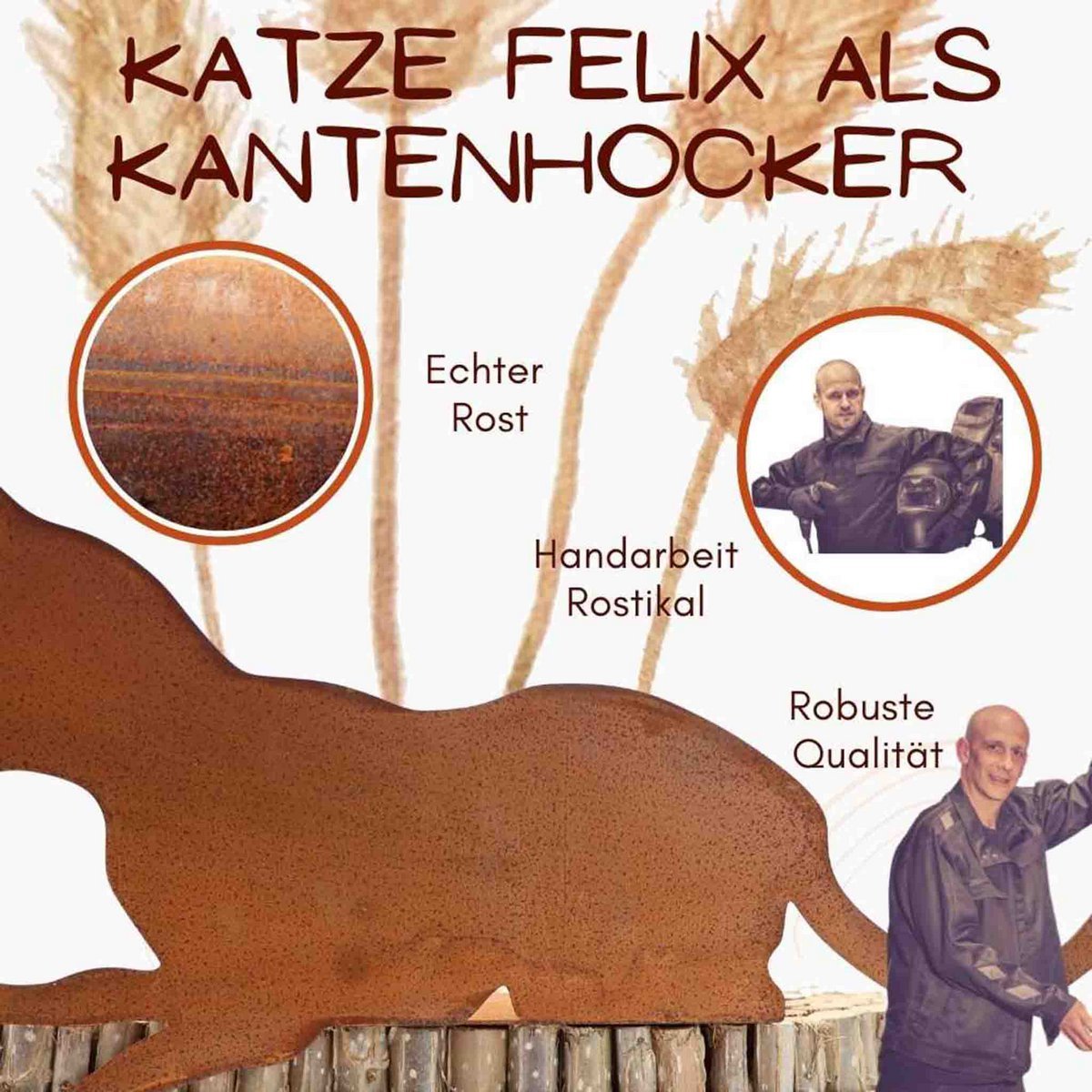 Metalldeko Figur Katze "Felix" | Gartendeko in Edelrost