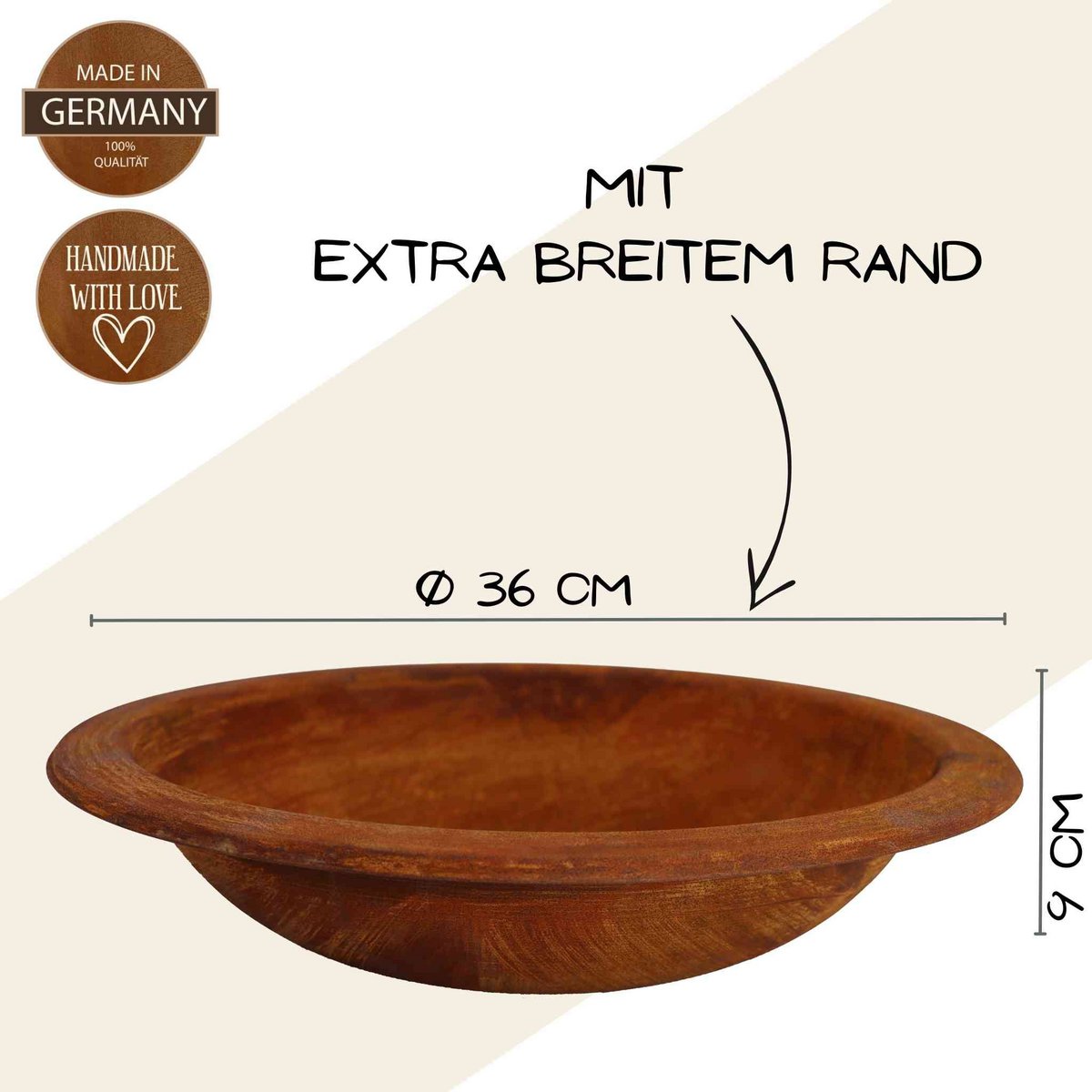 Deko Schale rostig Ø 36 cm | Vintage Deko Pflanzschale aus Metall