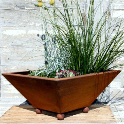 Rost Deko Pflanzschale | 40 x 40 cm Tiefe 15 cm| mit und ohne Kugeln | Shabby Chic Gartendeko