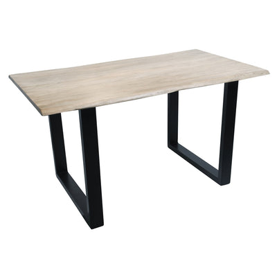 Tisch 140 x 80 cm, Platte hell gekälkt, Gestell schwarz