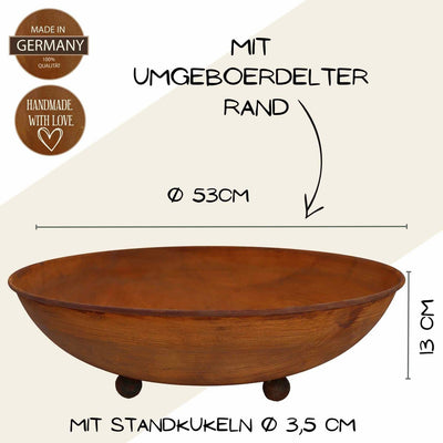 Rost Metall Schale Ø 53 cm | Gartendeko Vintage Planzschale | Blumenschale