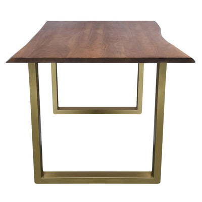 Tisch 160 x 85 cm, Platte nussbaumfarbig, Gestell messingfarbig