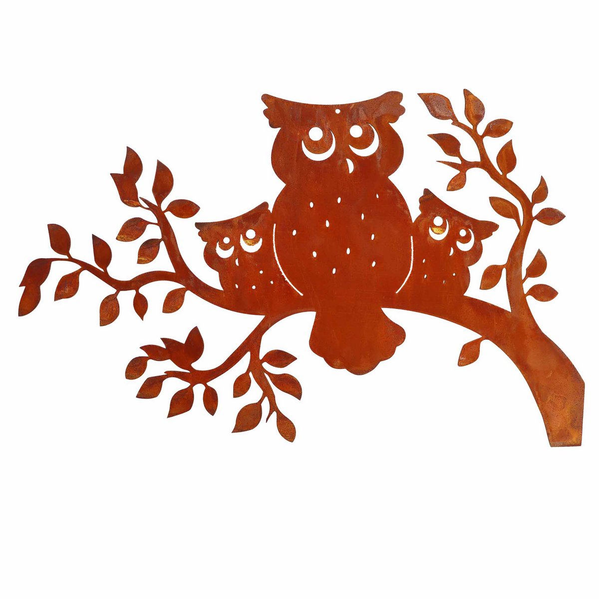 Edel Rost Garten Deko Eulen auf Ast | zum seitlich befestigen oder zum hängen