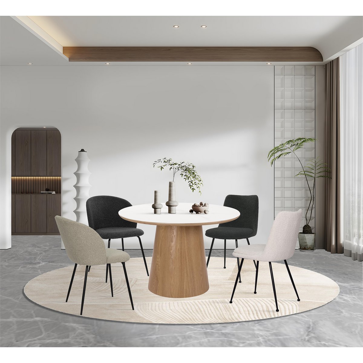 Stuhl 2er Set mit Bezug aus Strukturstoff