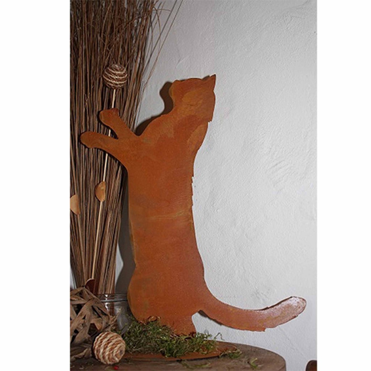 Edelrost Katze "Feline" | auf Bodenplatte | Metall Wohn- und Gartendeko Figur