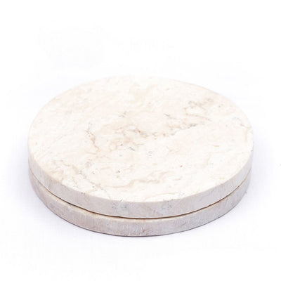 Runde Untersetzer aus Marmor, 4er- oder 8er-Set, handgefertigt, RANUKA (weiß)