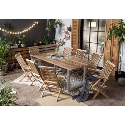 Esstisch 220 x 100 x 77 cm | Tischplatte 43 mm | Mango natur | U-Metallgestell antiksilber