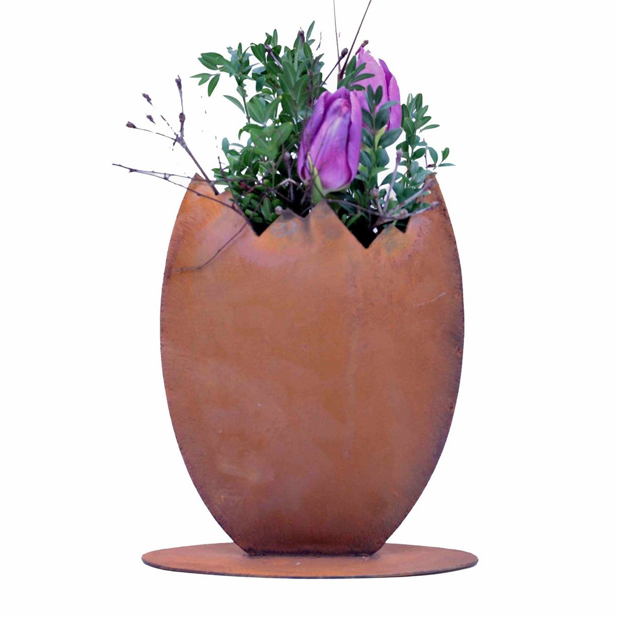 Osterei zum Bepflanzen | Metall Dekofigur für Ostern und Frühling | Edelrost Gartendeko