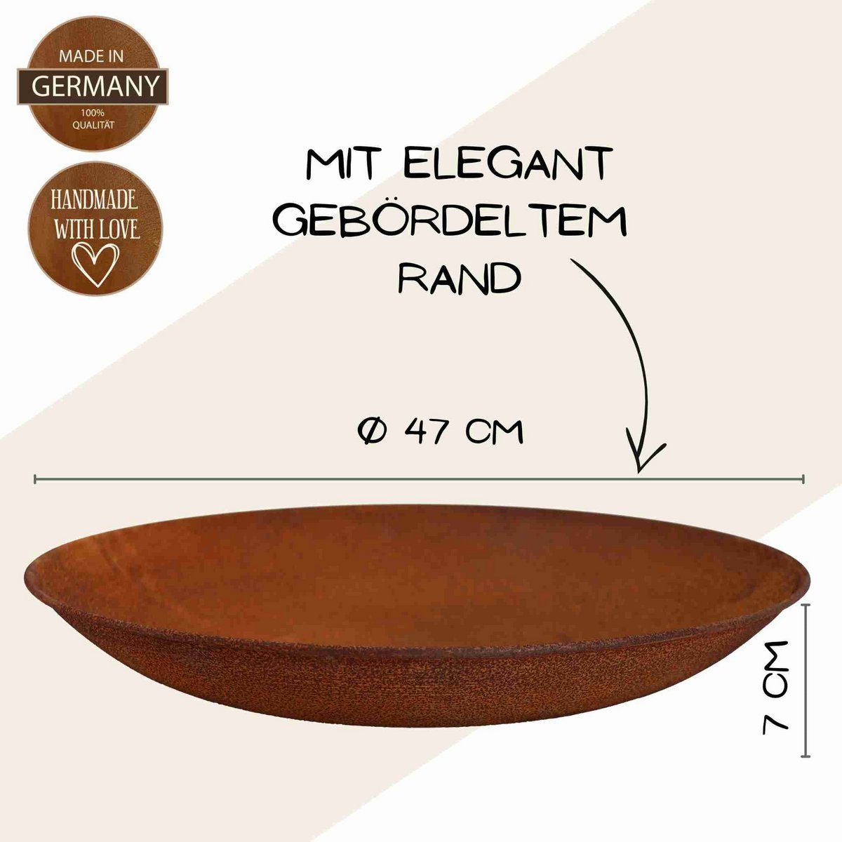 Deko Schale Rost Ø 47 cm | Gartendeko Vintage Pflanzschale