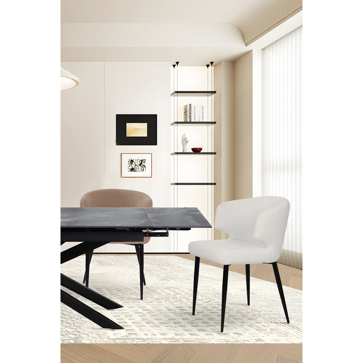 Armlehnstuhl 2er Set mit Bezug aus Teddyfell