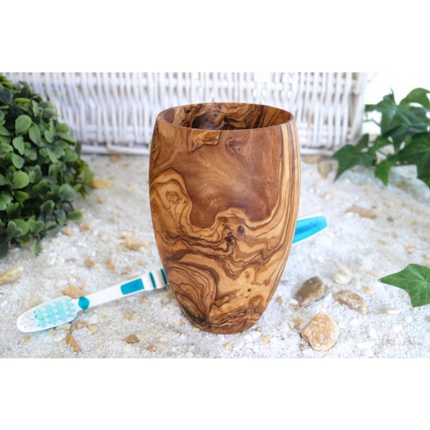 Zahnputzbecher klein aus Olivenholz