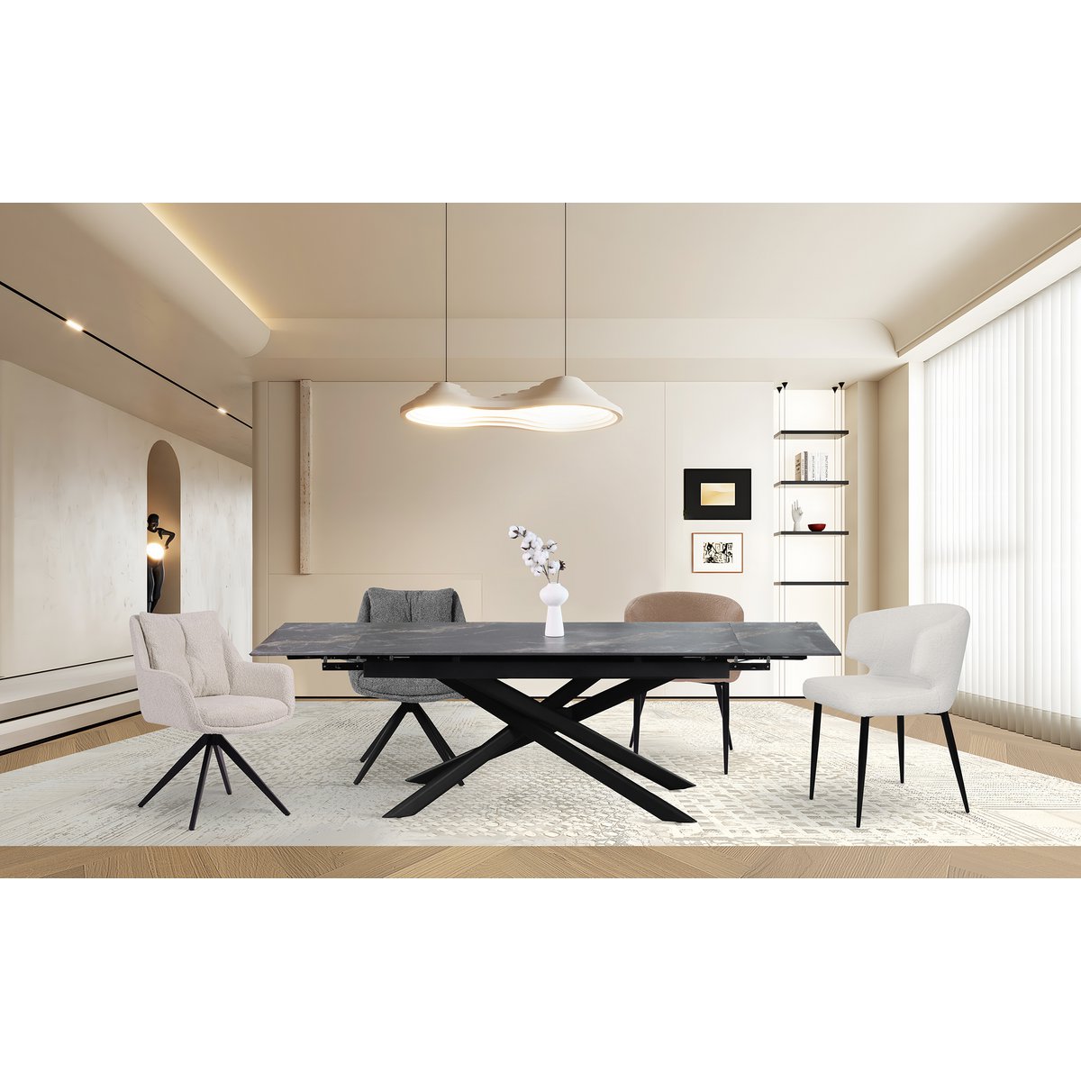 Armlehnstuhl 2er Set mit Bezug aus Teddyfell