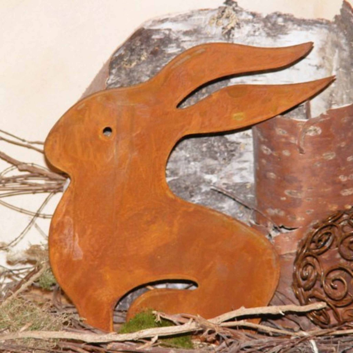 Rost Osterdeko Hase Ulla aus Metall | Osterhase in Shabby Chic Edelrost