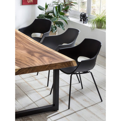 Tisch 250x90 cm, Platte Suarholz 80 mm, Gestell schwarz