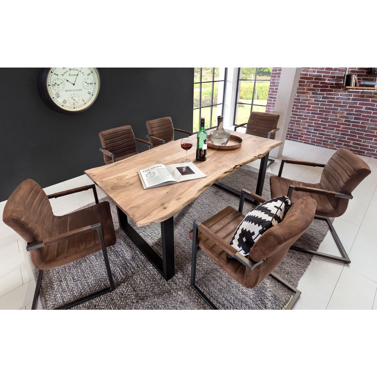 Tisch 220x100 cm, Akazie natur, 56 mm