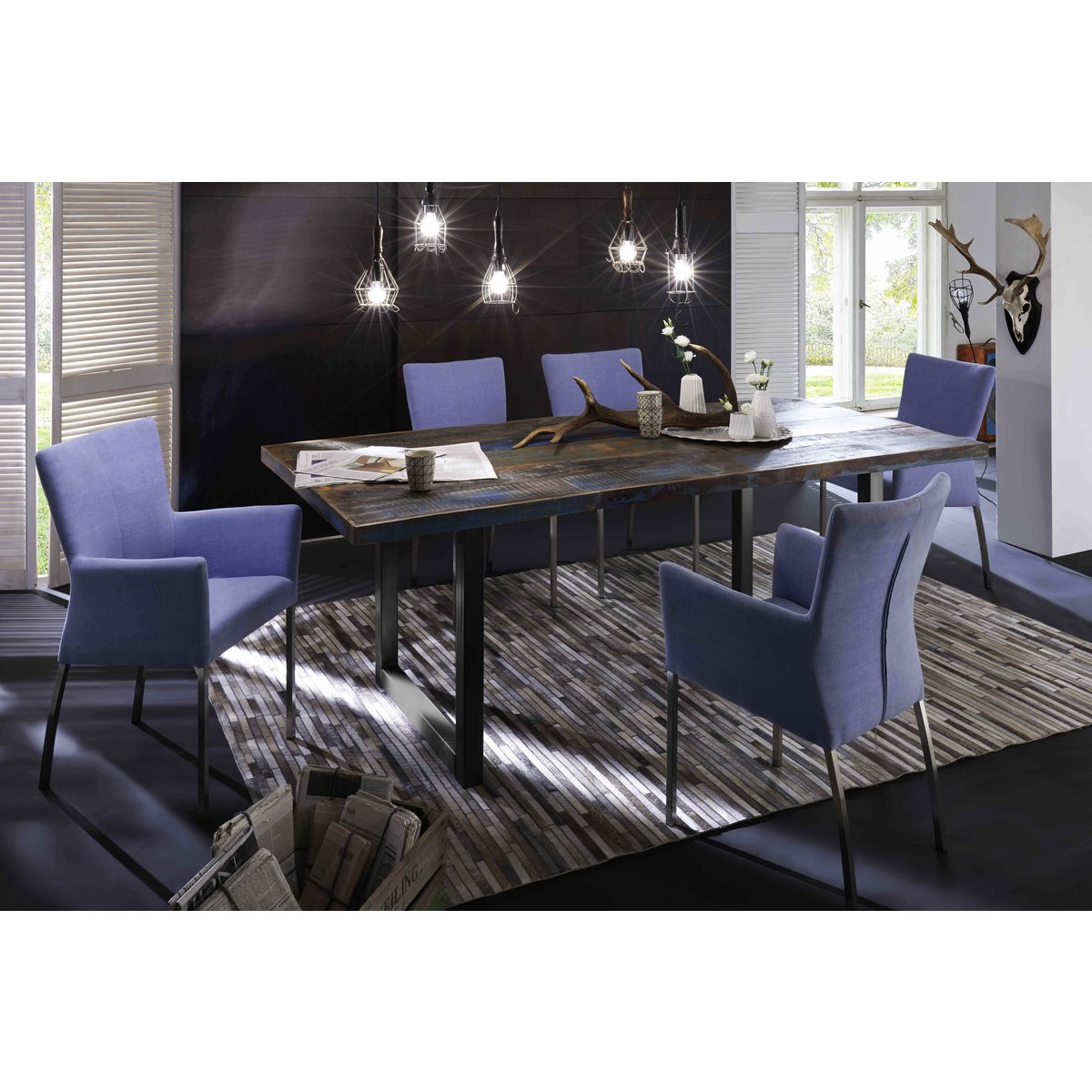 Tisch 220x100 cm, buntes Altholz