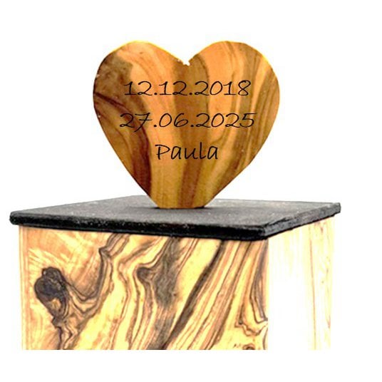 Olivenholz Tierurne CUBUS – nachhaltige Holzurne für Haustiere bis 15 kg mit Gravuroption