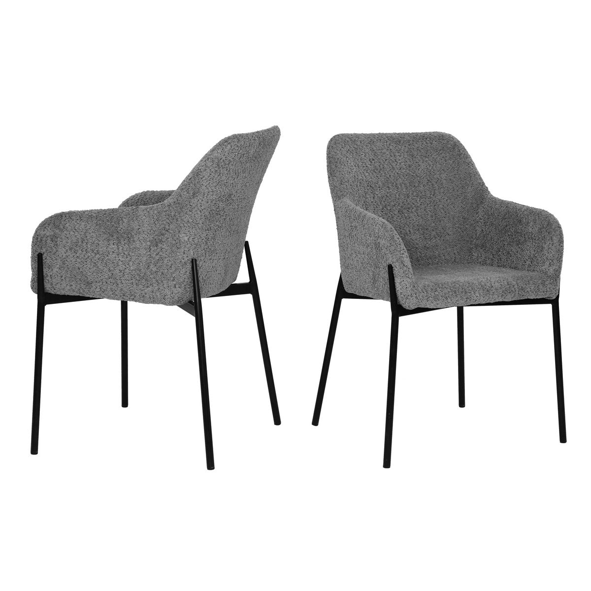 Armlehnstuhl 2er Set mit Bouclé-Bezug