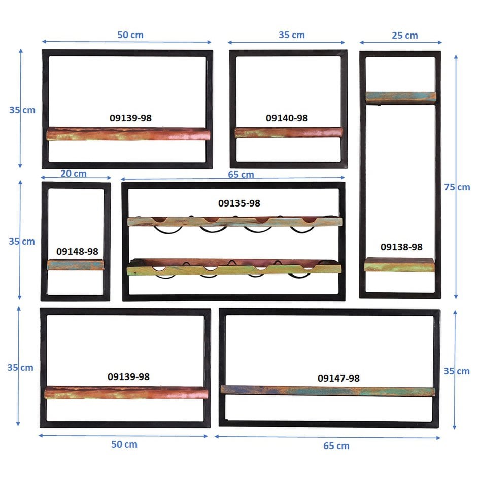 Wandregal-Set, 7-teilig