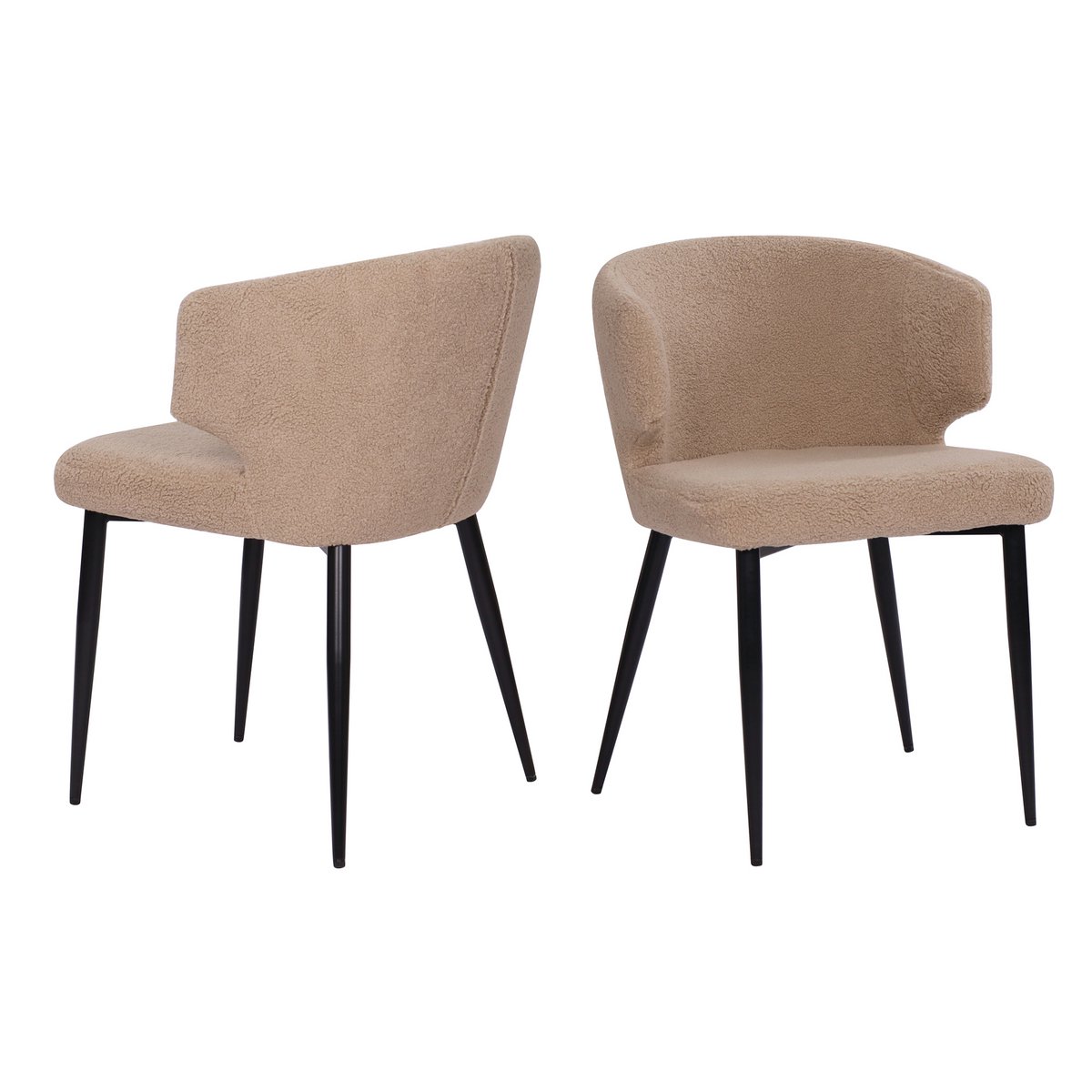 Armlehnstuhl 2er Set mit Bezug aus Teddyfell