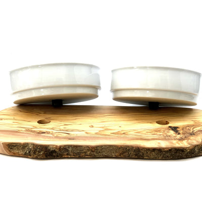 Futterstation RUSTY (2x 0,9 Liter Porzellanschale) für Futter & Wasser