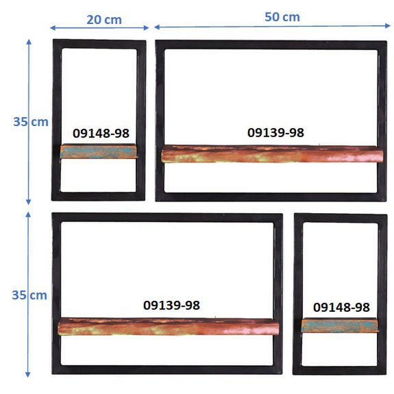 Wandregal-Set, 4-teilig