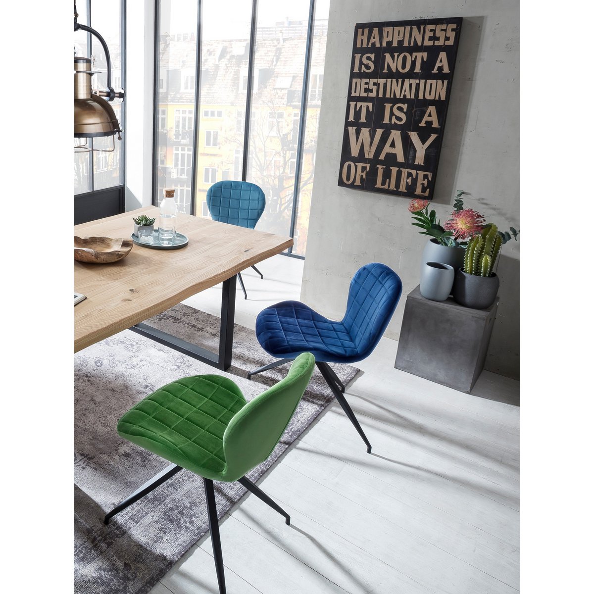 Tisch 200x100 cm, Wildeiche, schwarzes Gestell