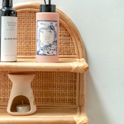 Rattan-Wandregal 30x30 cm | Hängendes kleines Regal TIASA beige