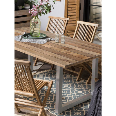 Esstisch 240 x 100 x 77 cm | Tischplatte 43 mm | Mango natur | U-Metallgestell antiksilber