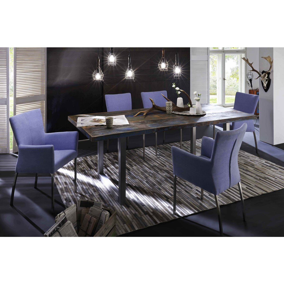 Tisch 220x100 cm, buntes Altholz