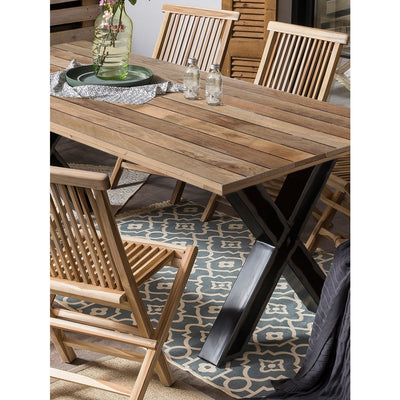 Esstisch 240 x 100 x 77 cm | Tischplatte 43 mm | Mango natur | X-Metallgestell antikschwarz