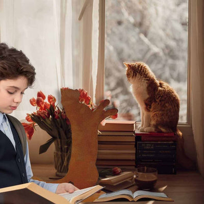 Edelrost Katze "Feline" | auf Bodenplatte | Metall Wohn- und Gartendeko Figur